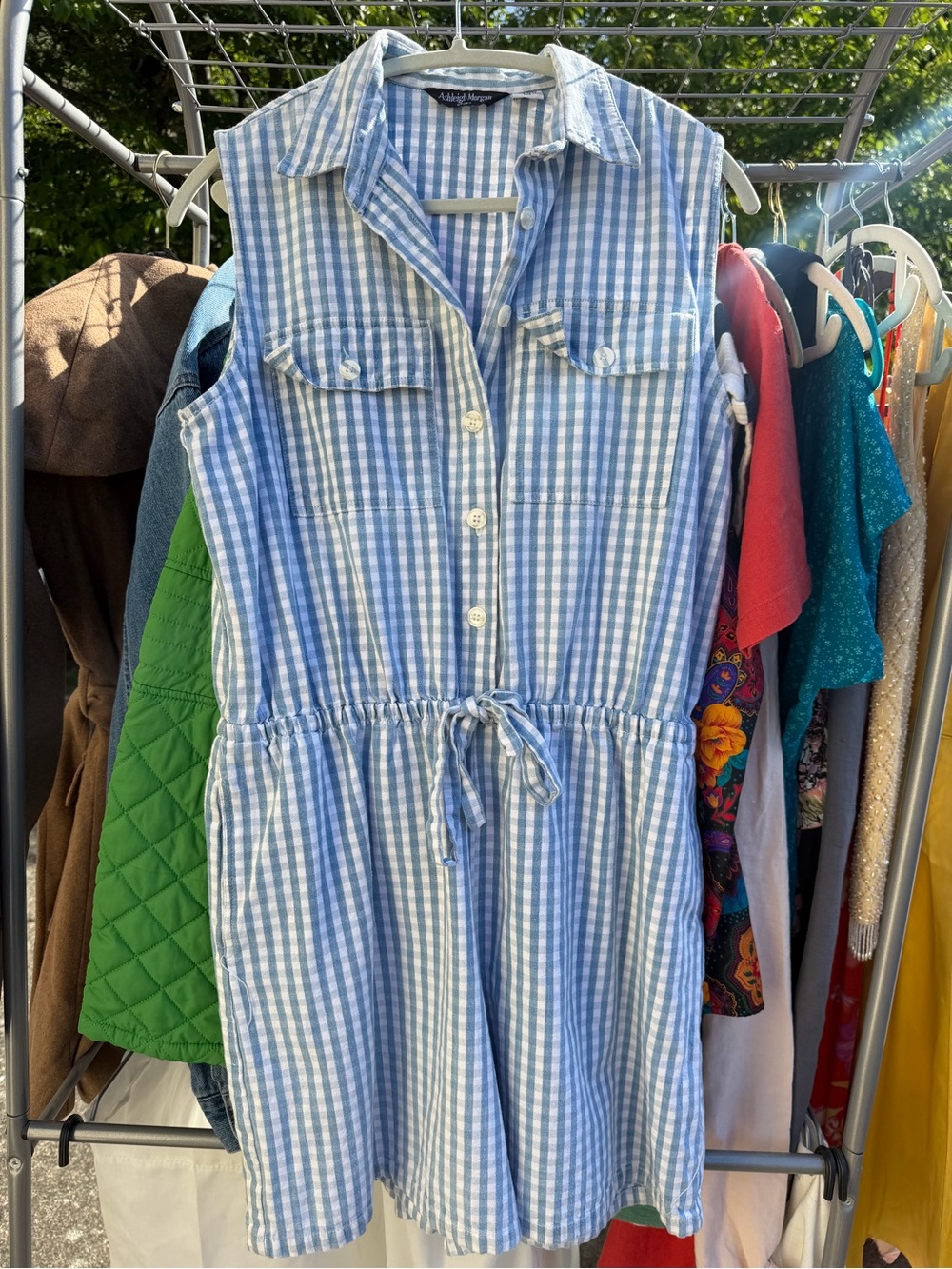 Vintage Ashleigh Morgan Sport Blue and White Gingham Sleeveless jumper